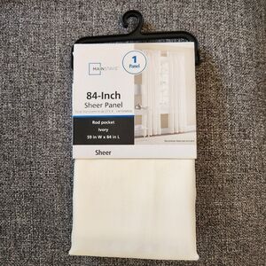 NWT Mainstays Sheer Curtain Panel (Ivory), 84"